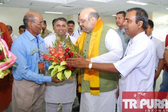 BJP All India President Amit Shah arrives Tripura on maiden visit BJP All India President Amit Shah arrives Tripura on maiden visit